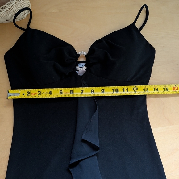 VINTAGE 90-00 JUMP Festive Maxi Women Dress Size 5-6 Black Stretch Made In USA - Picture 14 of 16